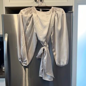 dynamite satin champagne belted dress